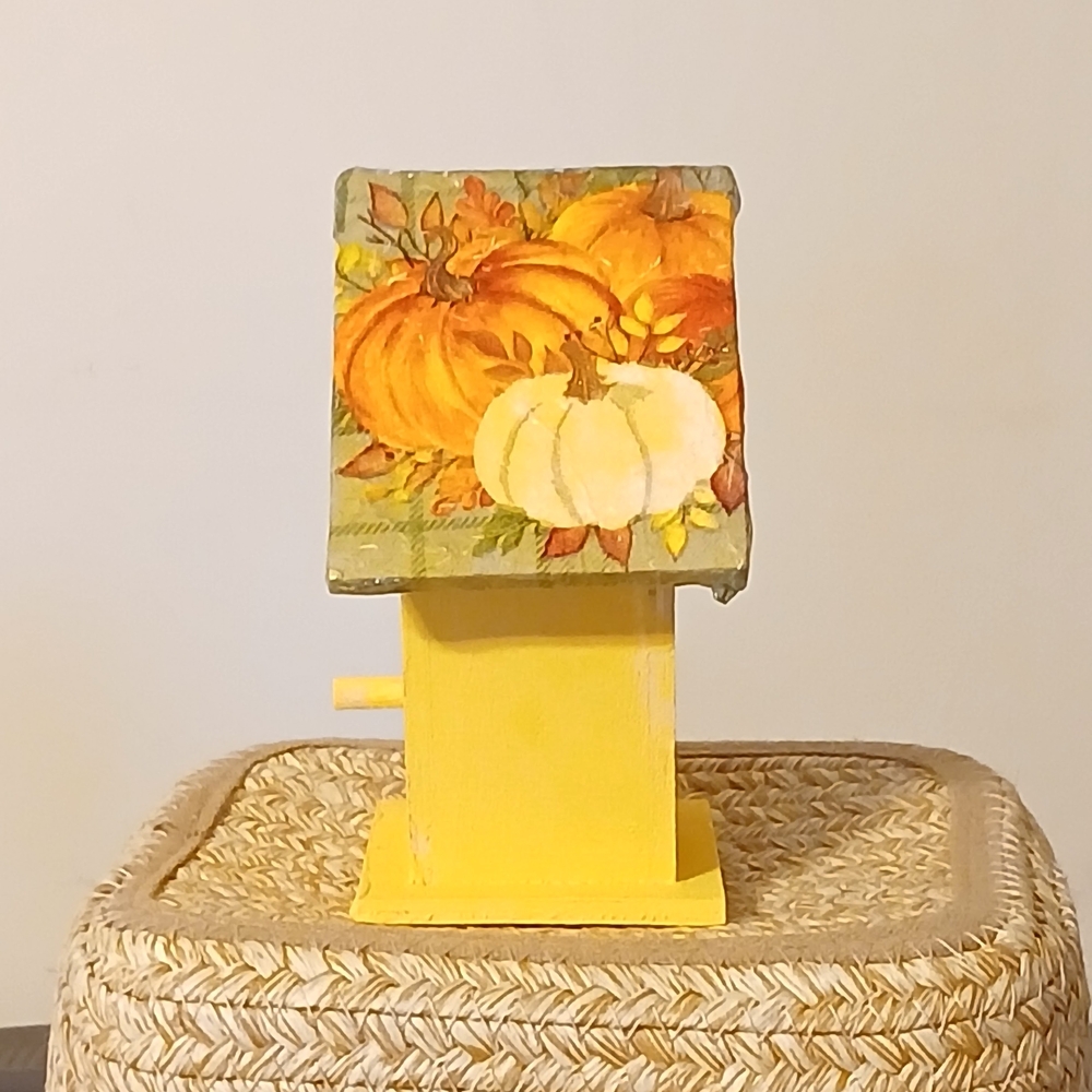 Handcrafted Yellow Birdhouse Decor